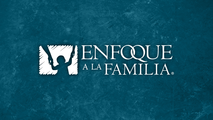 Logo blanco de Enfoque a la Familia sobre fondo azul