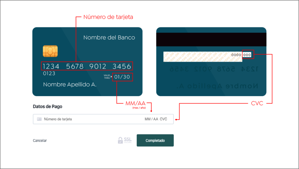 Imagen uso de la tarjeta de credito debito en el app