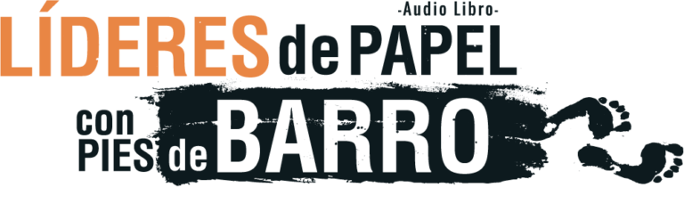 Logo negro y naranja de Audiolibro Líderes de Papel con Pies de Barro