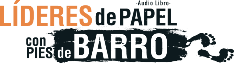 Logo negro y naranja de Audiolibro Líderes de Papel con Pies de Barro