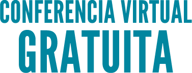 Logo azul de conferencia virtual gratuita