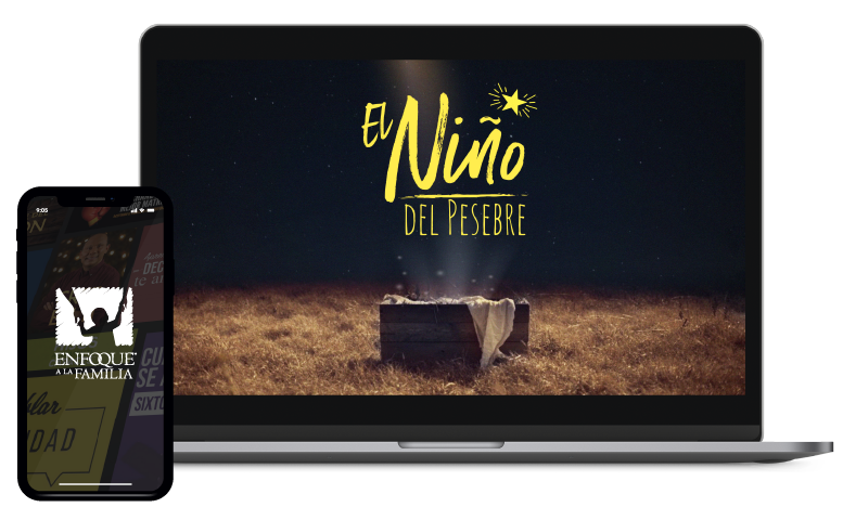 Laptop con la miniatura dl curso El Niño del Pesebre