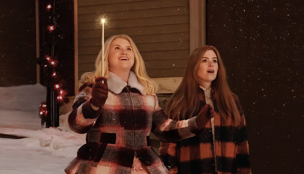 Mujer acariciandMujeres viendo los copos de nieve cae, Escena de pelicula AMADRINADAS