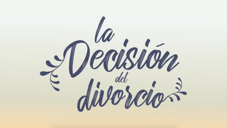 Miniatura del curso La decisión del divorcio, fondo beige y ornamentos de flores a los lados morado