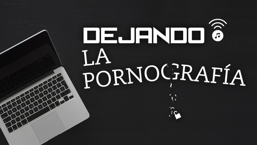 Miniatura de Serie Dejando la Pornografía, El logotipo de la serie junto a una laptop en un fondo oscuro