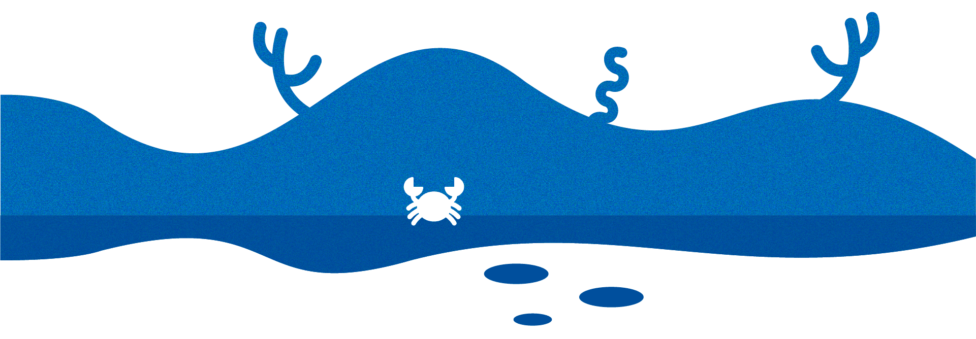 Imagen estilizada azul de un cangrejo en el fondo marino azul