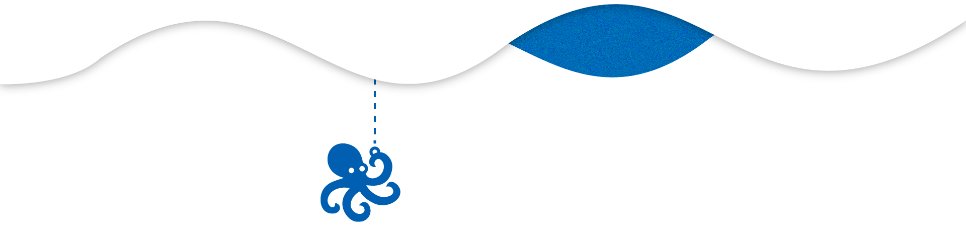 Banner estilizado Azul y Blanco de un pulpo en el mar