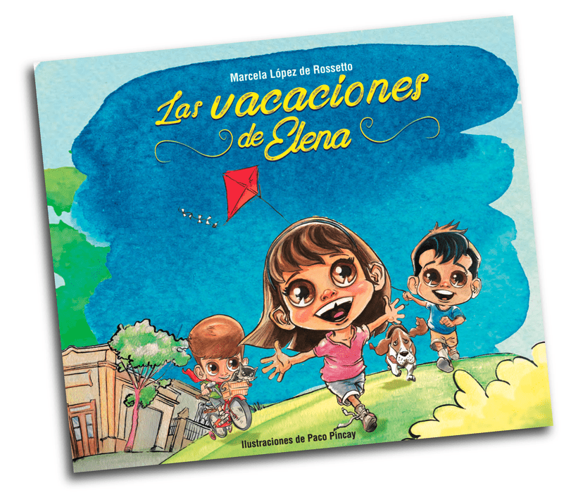 Portada principal ilustrada del Libro Las vacaiones de Elena donde se ven niños jugando en un parque