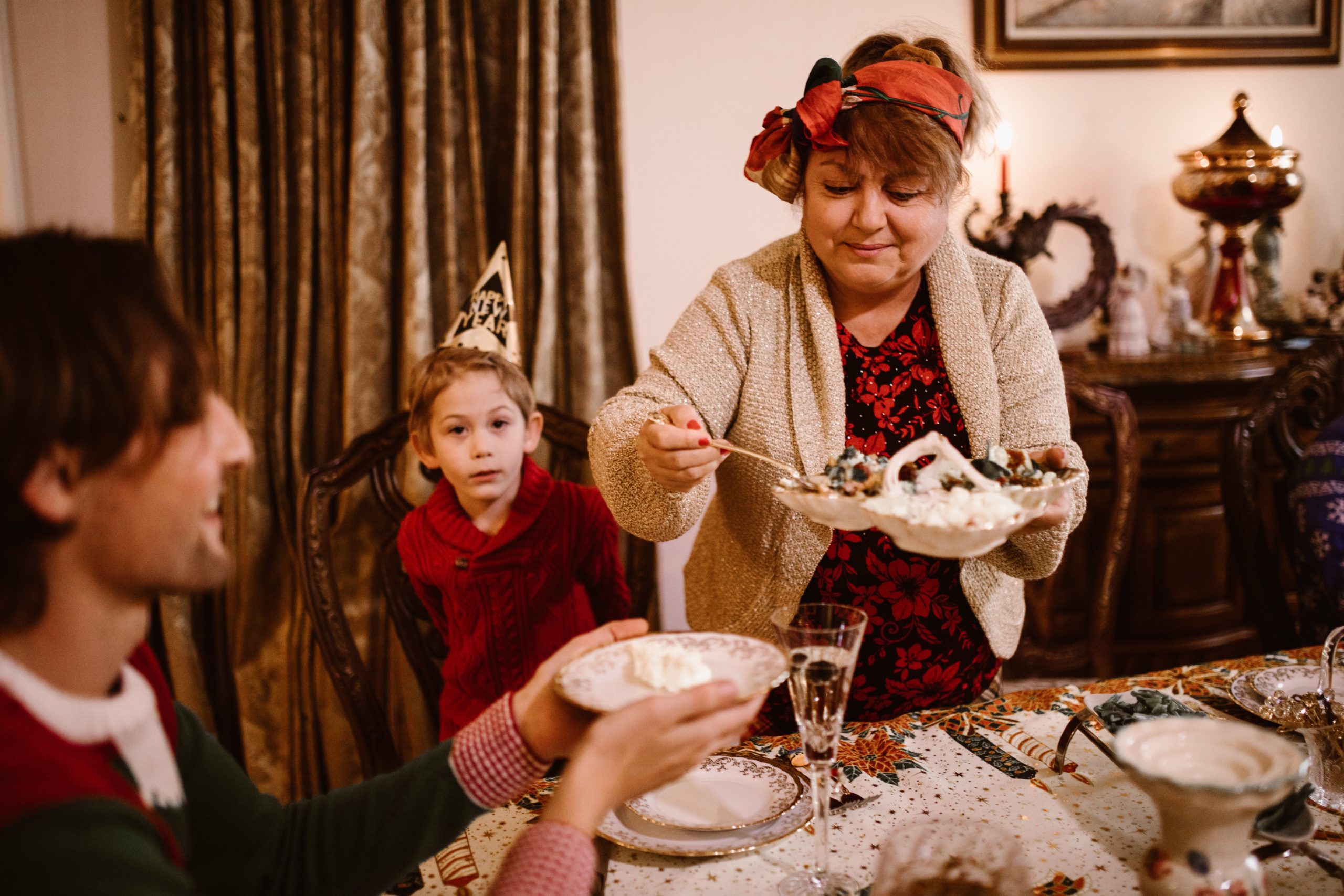 Familia en una cena de acción de gracias