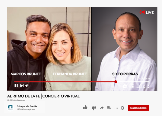 Imagen de evento en youtube con Sixto, Marcos Sixto y Fernanda