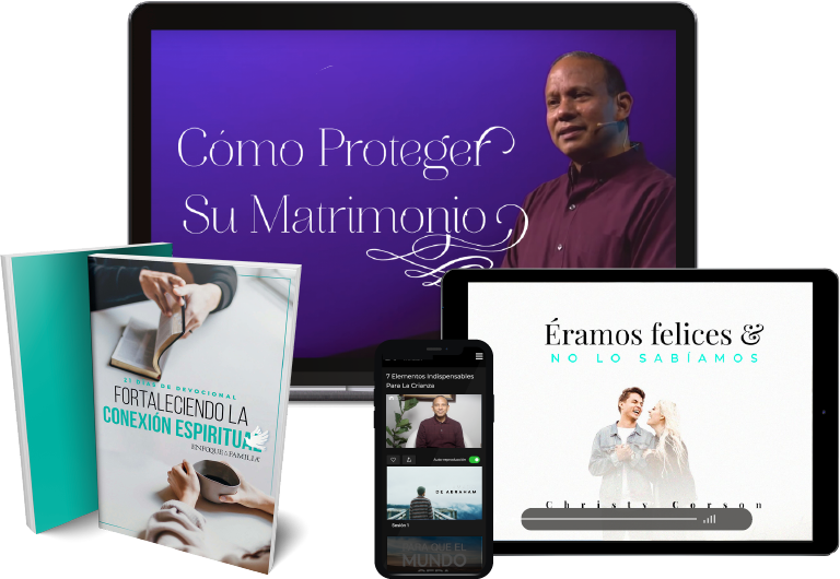 Varias portadas de recursos de la aplicación de Enfoque a la Familia