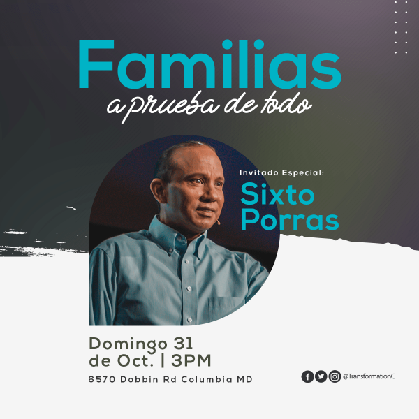 Banner de evento con tema Familias a prueba de todo